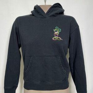 Uniqlo UT x Disney Mickey Mouse Neon Black Hoodie Sweatshirt Womens XS